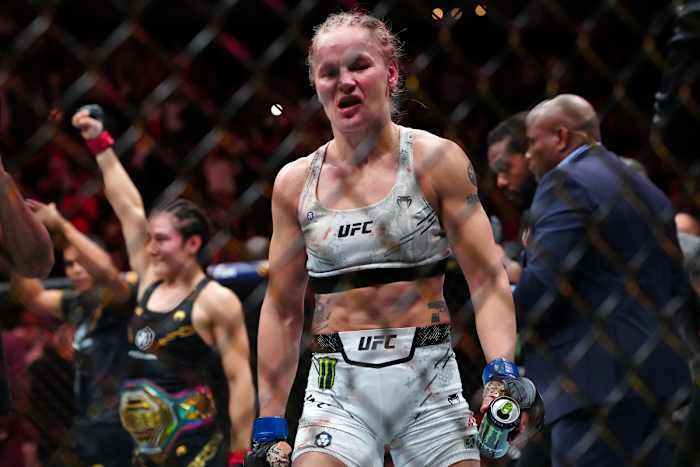 Valentina Shevchenko walks away disappointed that her Noche UFC rematch with Alexa Grasso was ruled a split draw.